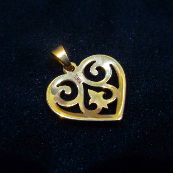 James Avery Pendant Charm 14K Gold Filigree French Scroll Heart Love - Picture 4 of 8